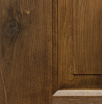 Closeup example of a Knotty Alder skin for ProVia® Signet® fiberglass woodgrain textured door