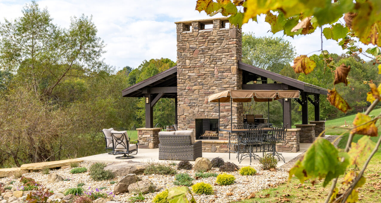 {ProVia’s River Rock, Limestone and Fieldstone are among several stone veneer styles for stone fire pits, retaining walls, outdoor kitchens and grill islands.}