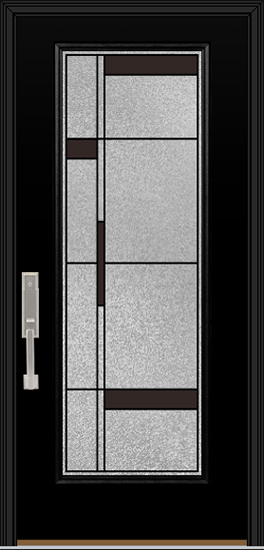 {Isolated image of a Coal Black ProVia Legacy™ Door with Manhattan Art Glass}