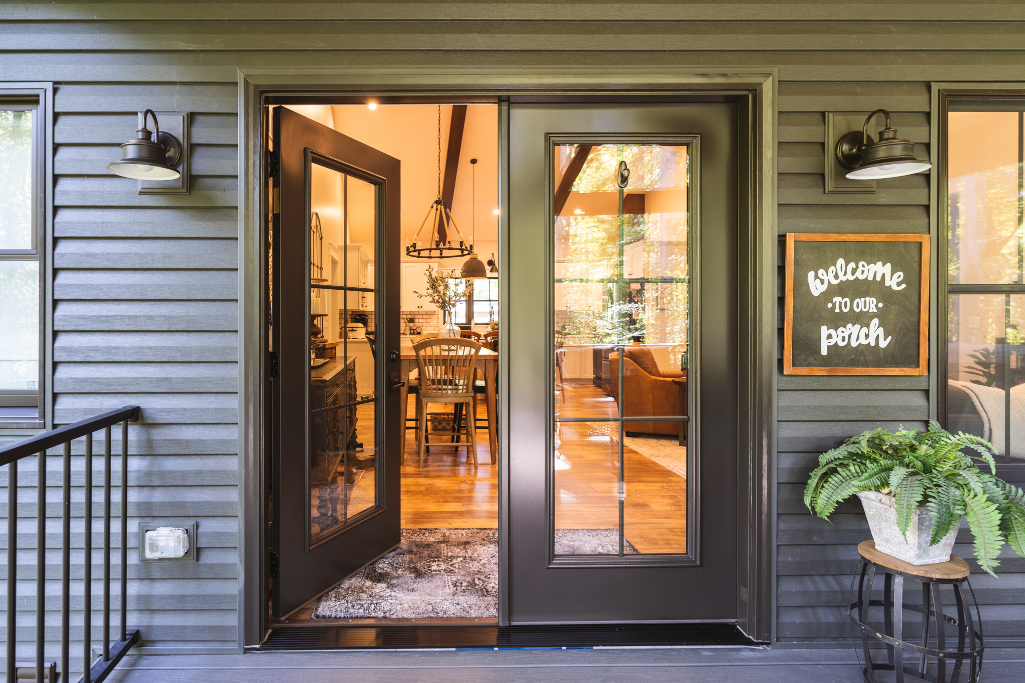 Legacy™ 460 Steel French Doors in Rustic Bronze with Internal Grids