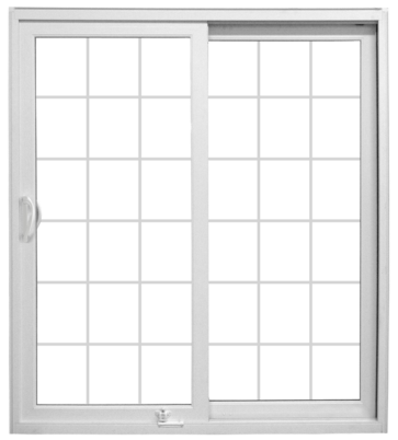 {Isolated image of a ProVia patio door with colonial grids}
