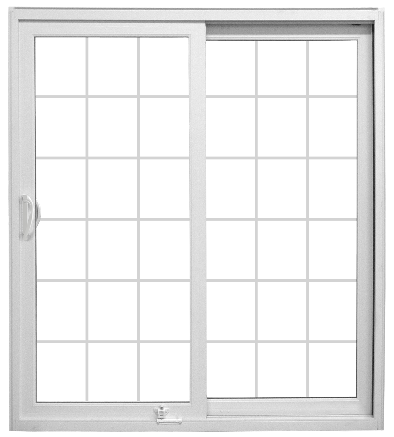 Isolated image of a ProVia patio door with colonial grids