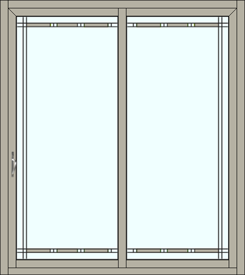 Isolated image of ProVia sliding patio doors in Sandstone with Lincoln Art Glass