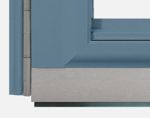 {Closeup view of a Satin Nickel Bottom Storm Door Expander}