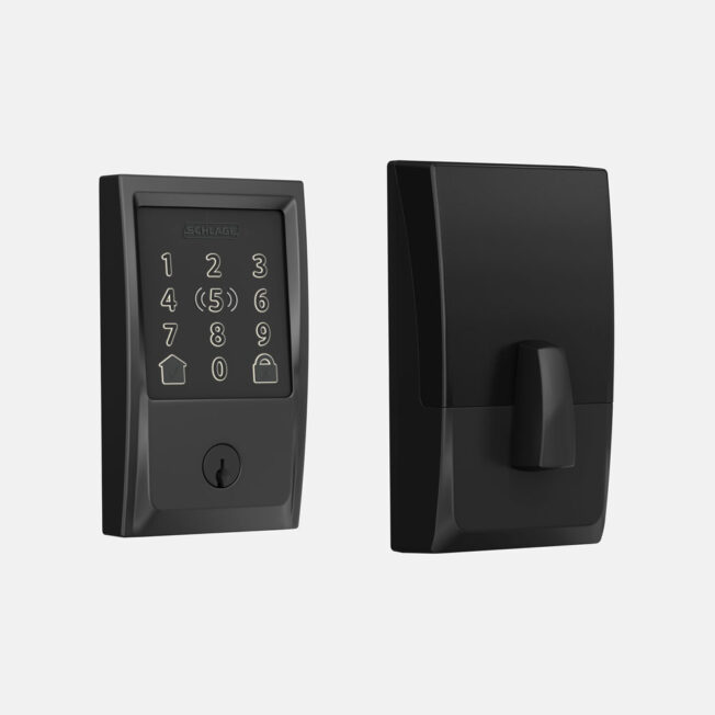 {Schlage® Encode Plus™ Smart WiFi Deadbolt in Black with Century Trim}