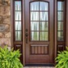 Signet fiberglass entry door style 442-1PP with simulated divided lites and privacy glass