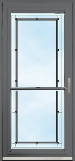Isolated image of a ProVia Spectrum™ Storm Door with Haven Decorative Glass