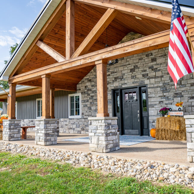 {ProVia Terra Cut™ Frost Manufactured Stone on a home exterior}