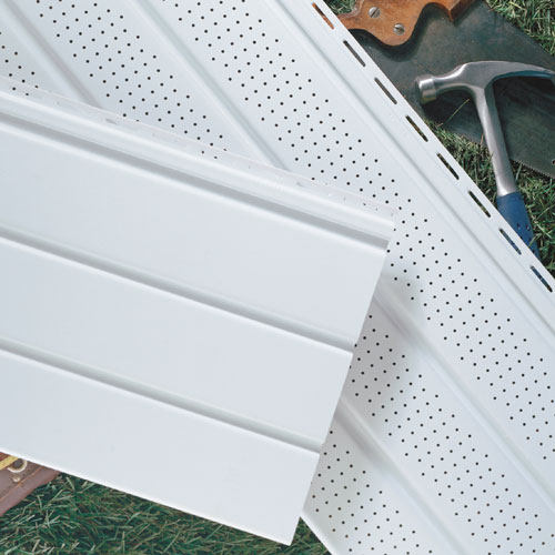 Universal vinyl soffit siding in White