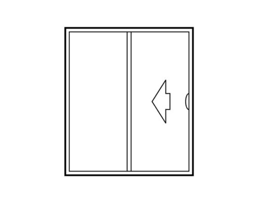 {Illustration of a double sliding exterior door configuration that slides open to the left}