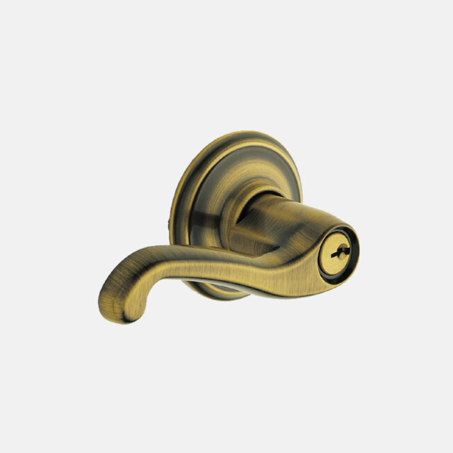 {Schlage® Classic Flair Keyed Lockset in Antique Brass}