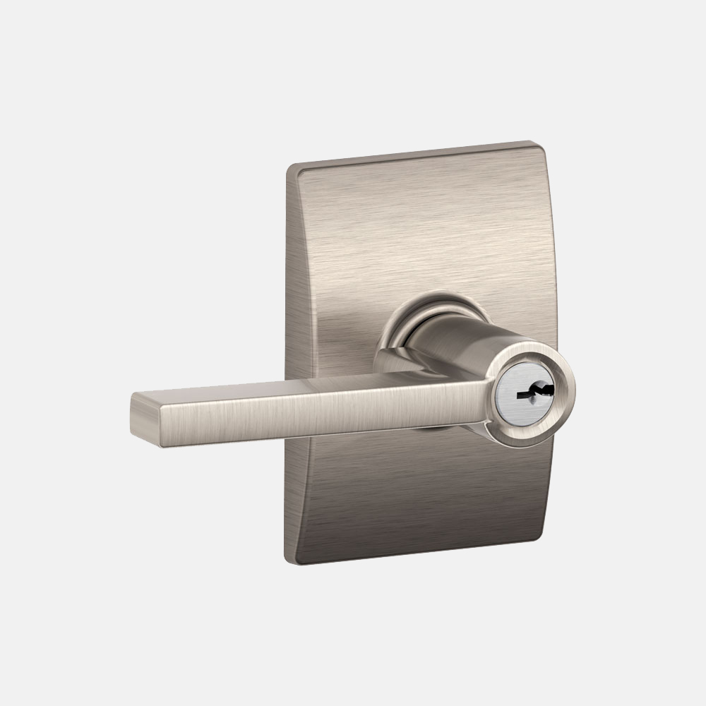 Schlage® Classic Latitude Lever in Satin Nickel with Century Trim Keyed Lockset