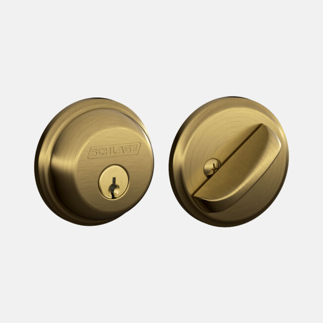 {Schlage® Classic Thumbturn Deadbolt in Antique Brass}