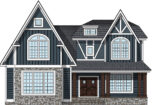 Illustration of a Tudor-style home with Tudor-style front doors and Tudor window styles to fit the unique architecture of a Tudor home.