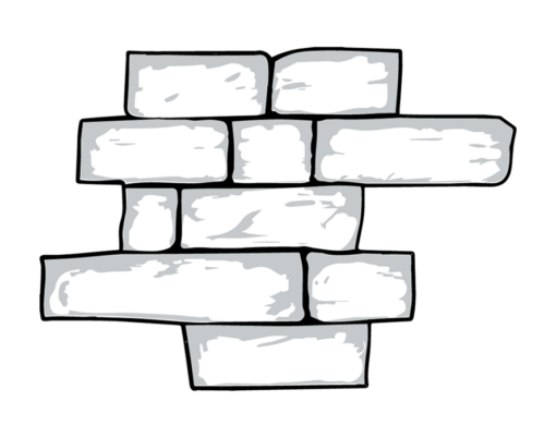 {Line art of Edge Cut™ manufactured stone veneer profile}