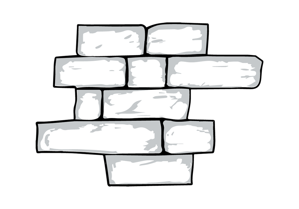 Line art of Edge Cut™ manufactured stone veneer profile