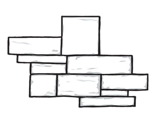 {Line art of limestone veneer profile}