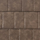 Closeup image showing the details of ProVia's Lodgestone brown colored metal slate roofing 