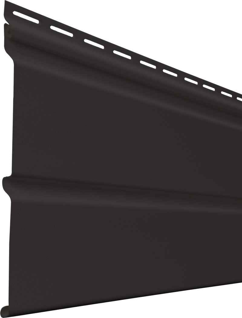 Isolated image of Universal double 5" solid vinyl soffit in Coal Black, black soffit example