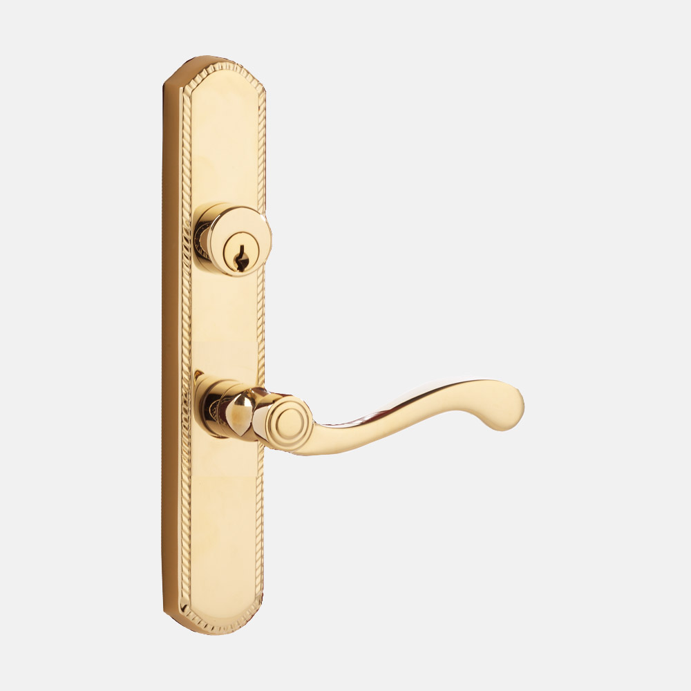 Venice Mortise Multi-Point Storm Door Hardware in Bright Brass