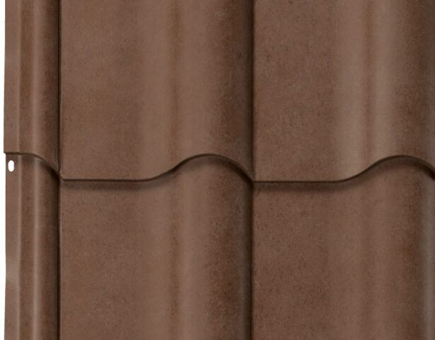 {Detailed profile view of ProVia's metal barrel tile roof in Auburn}