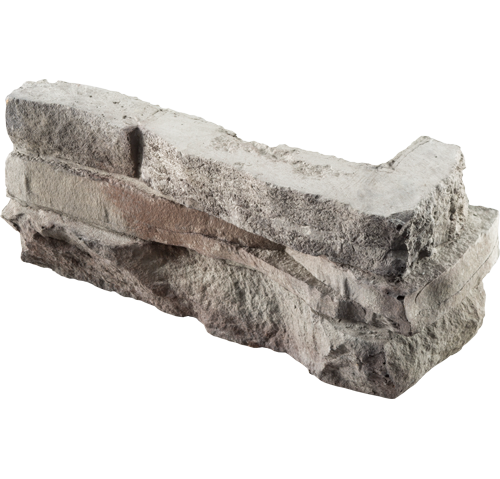 Isolated image of a ProVia Limestone Manufactured Stone Corner Accessory