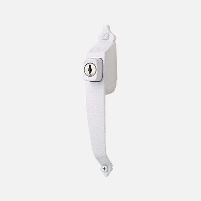 {Push Button Storm Door Hardware in White}