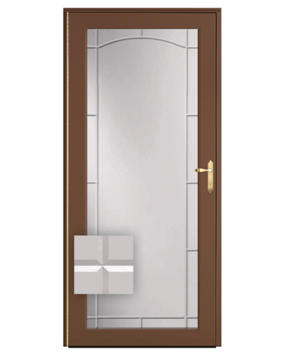 {Isolated image of a ProVia Full View Storm Door with Archway Beveled Glass}