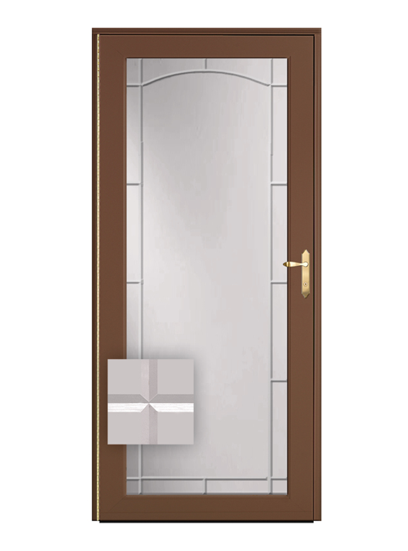 Isolated image of a ProVia Full View Storm Door with Archway Beveled Glass