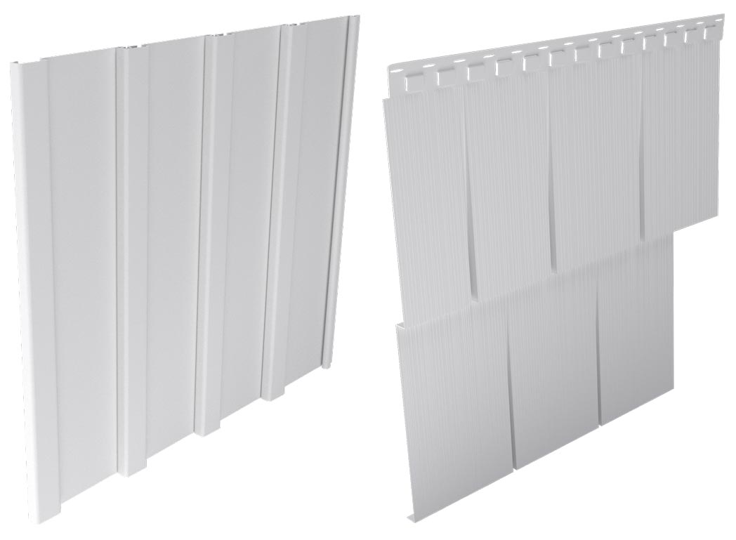 Board 'n batten and vinyl siding shakes