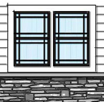 Illustration of Aeris™ double hung windows with prairie grids; example of Craftsman windows