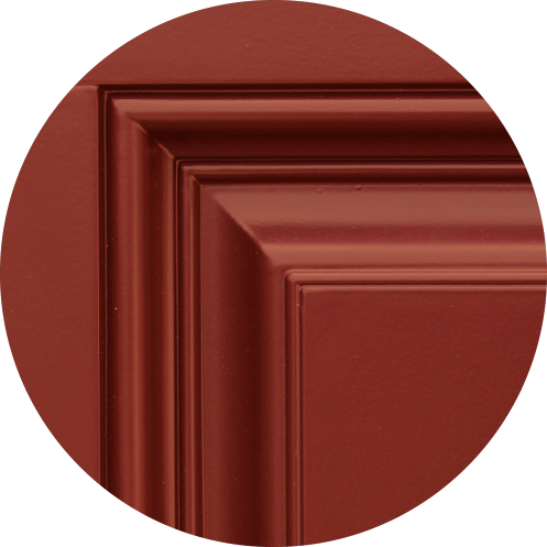 Detailed photograph of embossing on one of ProVia's prehung exterior doors