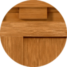 {Detailed photograph of a door skin on one of ProVia's prehung exterior doors}