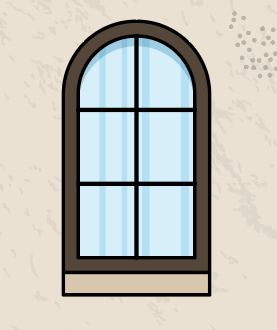 Illustration of a single hung full eyebrow window in Tudor Brown