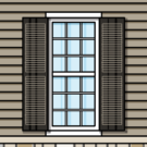 {Illustration of white double hung ProVia windows with grids on a colonial style home}