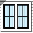 Illustration of black windows with grids on a white Farmhouse-style home, example of Farmhouse windows