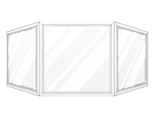 {Line illustration of a ProVia bay window}