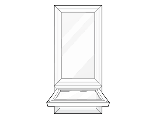 Grayscale line art illustration of a casement window