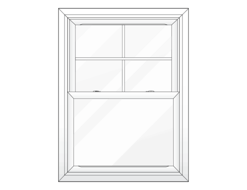 Line art of ProVia double hung window with grids on the top half only