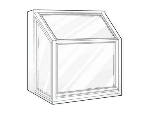 {Grayscale line art, illustration of garden windows}