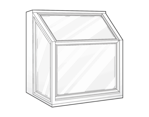 Grayscale line art, illustration of garden windows