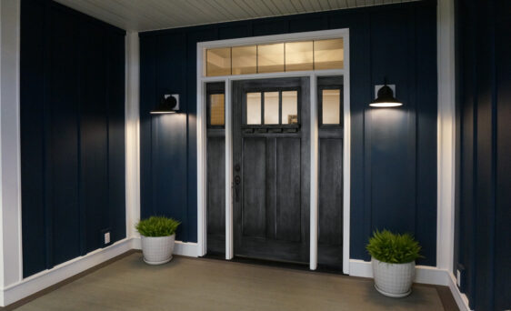 {Example of glazed finishes for entry doors in Dutch Gray}