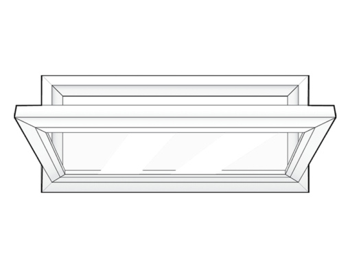 Grayscale line art illustration of a hopper window