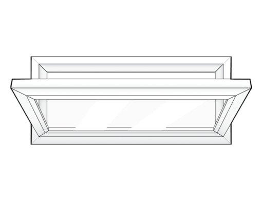 {Grayscale line art illustration of a hopper window}