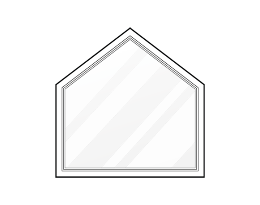 {Line art of pentagon shaped architectural windows}