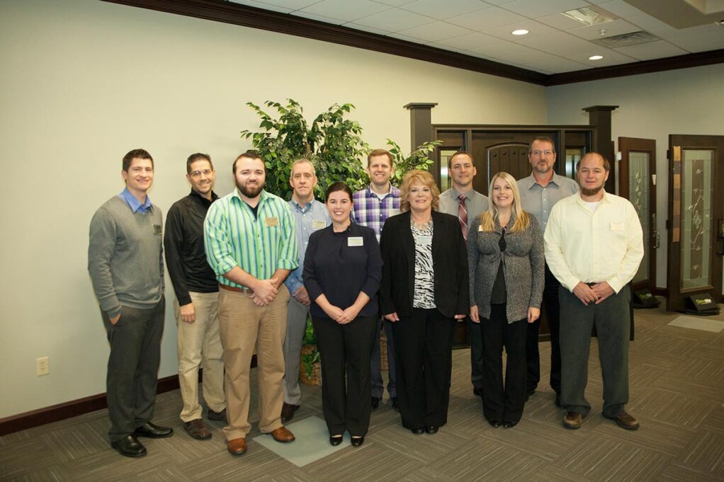 {Professional group photo of ProVia Leads members shown above (left to right): Eric Stutzman, Bruce Hamsher (Director), Clinton Yoder, Ken Schlabach, Jennifer Burris, Jon Weaver, Wanda Angel, Travis Dye, Randi Miller, Lavern Yoder, Ivan Miller}