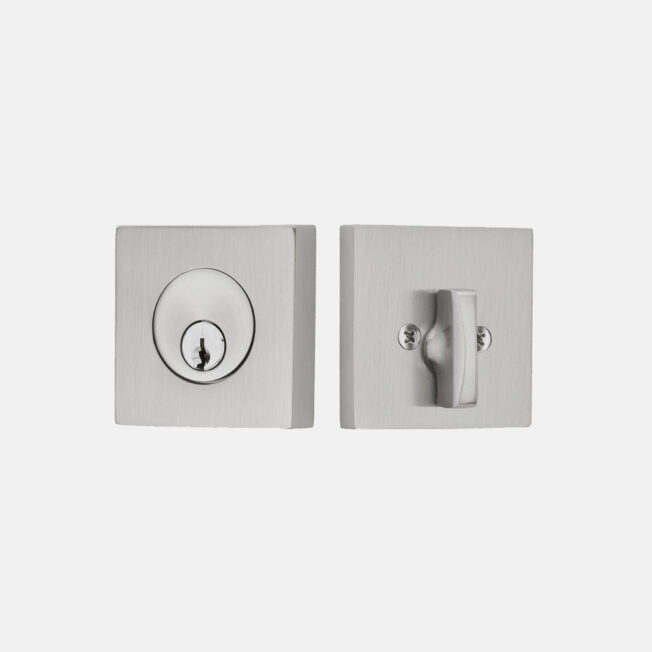 {Emtek® Square Deadbolt in Brushed Stainless}