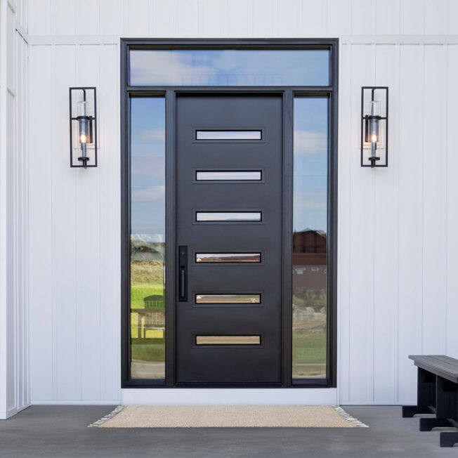 ProVia Legacy™ 116 Smooth Steel 8' entry Door in Coal Black with Clear Glass