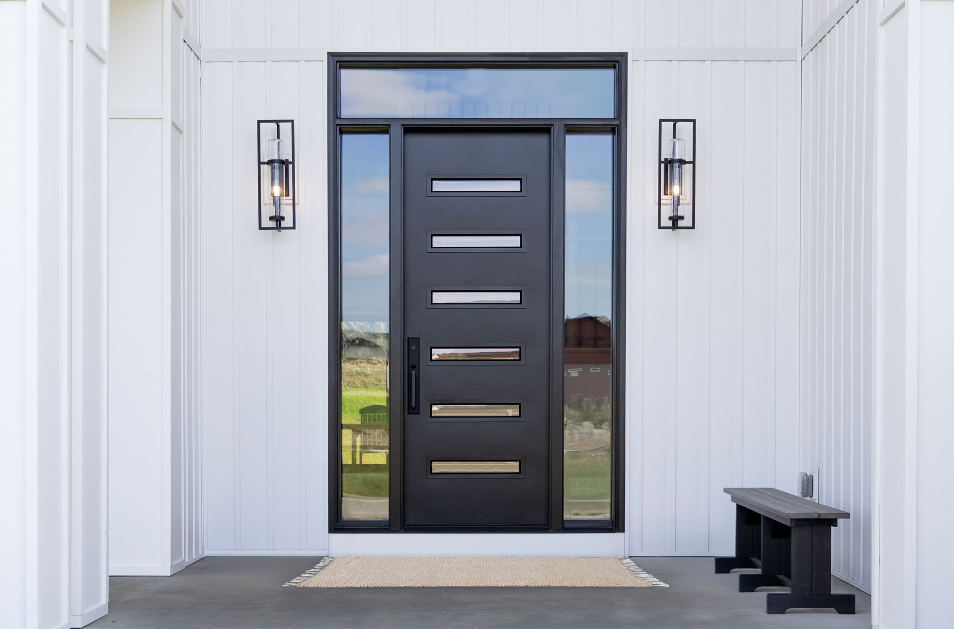 Legacy™ 116 Smooth Steel 8' Door in Coal Black with Clear Glass