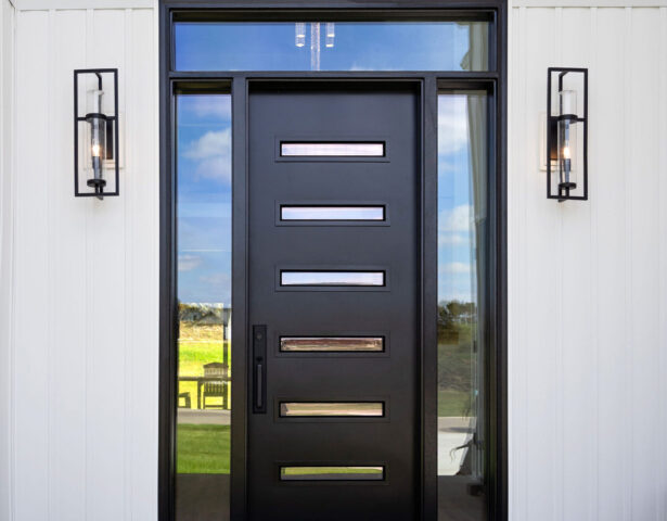 ProVia Legacy™ 116 Smooth Steel 8' entry Door in Coal Black with Clear Glass